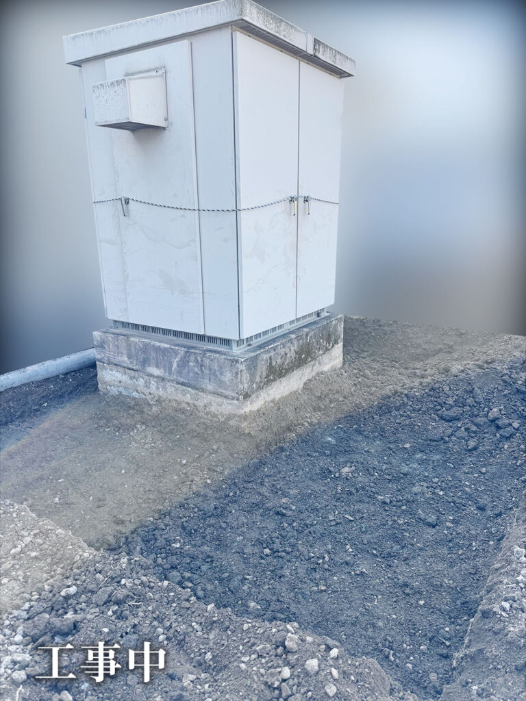 変電設備周り土掘り工事中